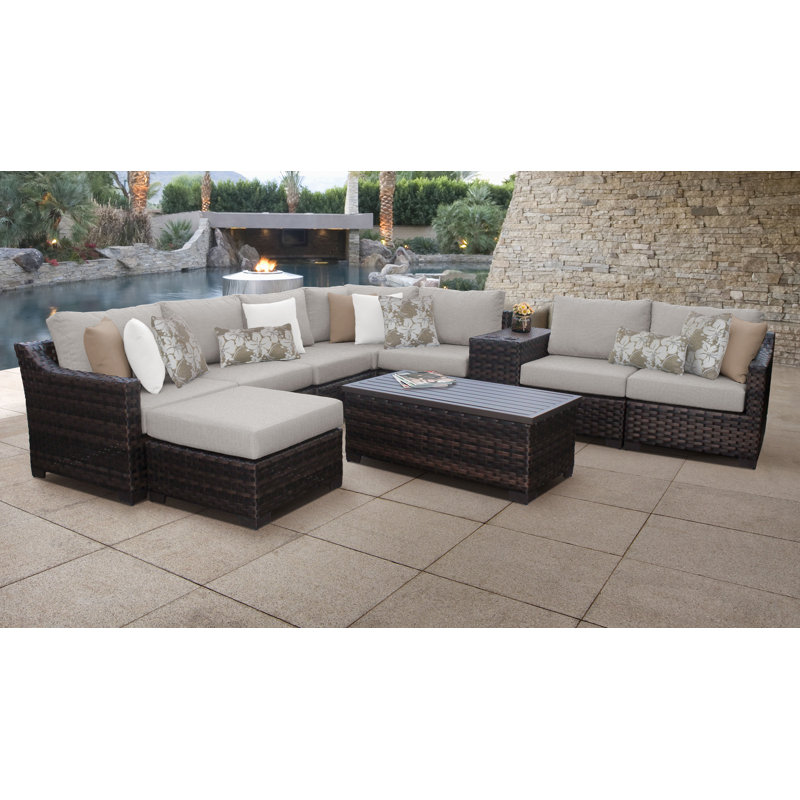 kathy ireland Homes Gardens by TK Classics River Brook 10 Piece Outdoor Wicker Patio Furniture Set 10b Reviews Wayfair